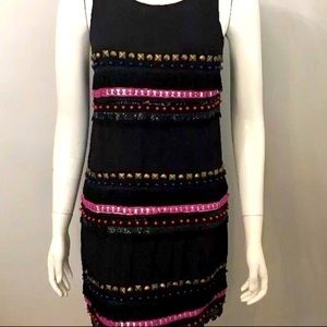 Tracy Reese Black Fringed Party Dress      (N)